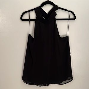 Zara black high neck halter chiffon tank - size large